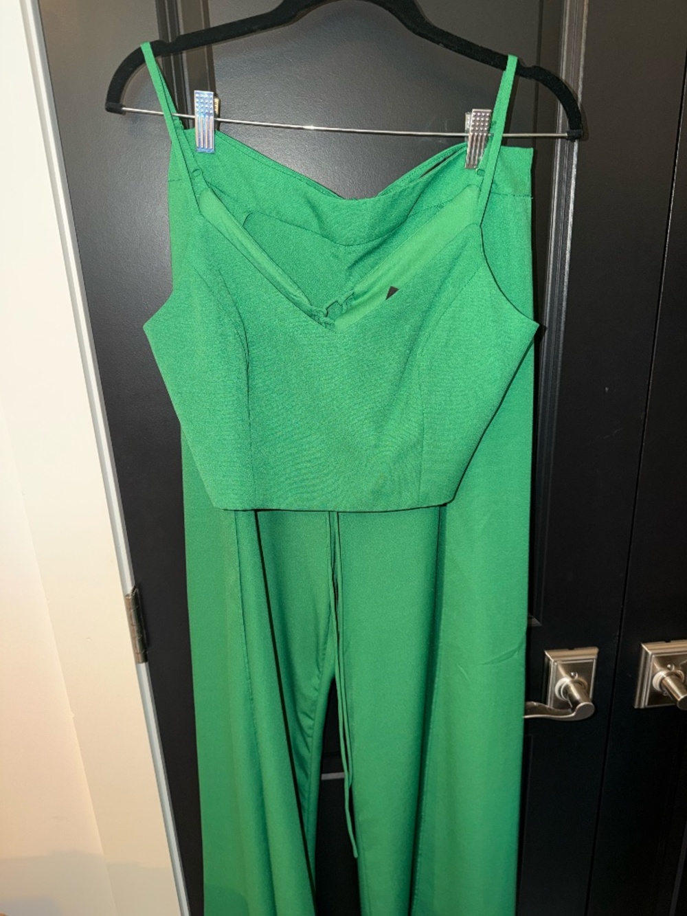 Lulus Emerald Green Two Piece Set Wide Leg Pants + Draped Cami Top Size Medium